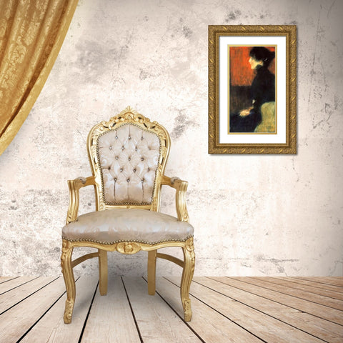 Portrait Of A Lady 1898 Gold Ornate Wood Framed Art Print with Double Matting by Klimt, Gustav