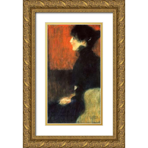 Portrait Of A Lady 1898 Gold Ornate Wood Framed Art Print with Double Matting by Klimt, Gustav