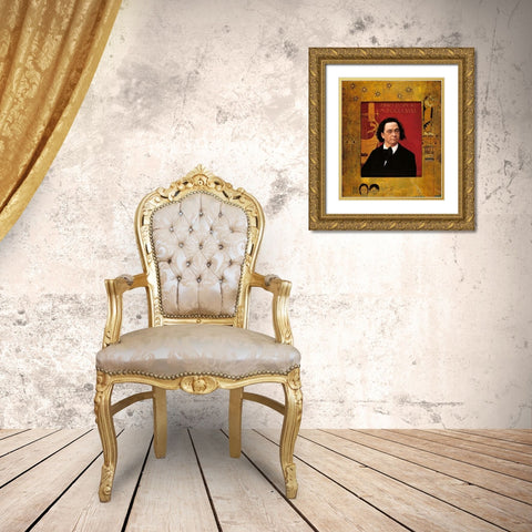 Portrait Of Josef Pembauer 1890 Gold Ornate Wood Framed Art Print with Double Matting by Klimt, Gustav