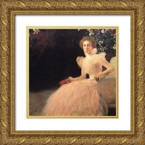 Portrait Of Sonja Knips 1898 Gold Ornate Wood Framed Art Print with Double Matting by Klimt, Gustav