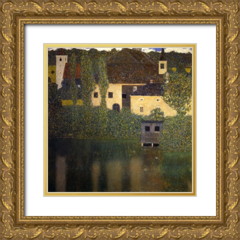 Schloss Kammer On The Attersee I 1908 Gold Ornate Wood Framed Art Print with Double Matting by Klimt, Gustav