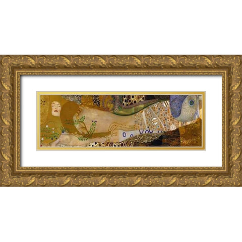 Sea Serpents I Gold Ornate Wood Framed Art Print with Double Matting by Klimt, Gustav