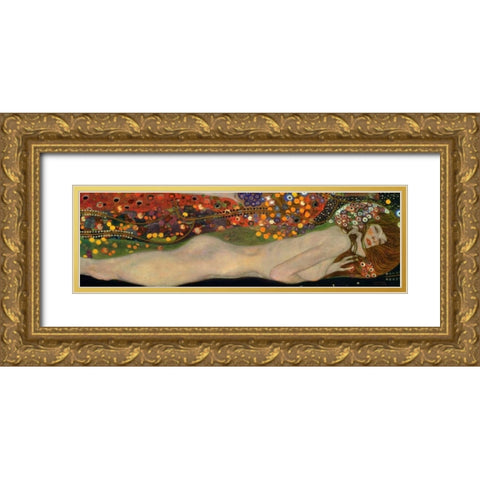 Sea Serpents III Gold Ornate Wood Framed Art Print with Double Matting by Klimt, Gustav