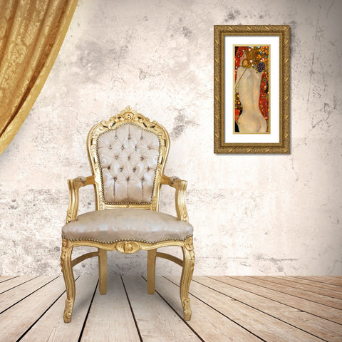 Sea Serpents IV Gold Ornate Wood Framed Art Print with Double Matting by Klimt, Gustav
