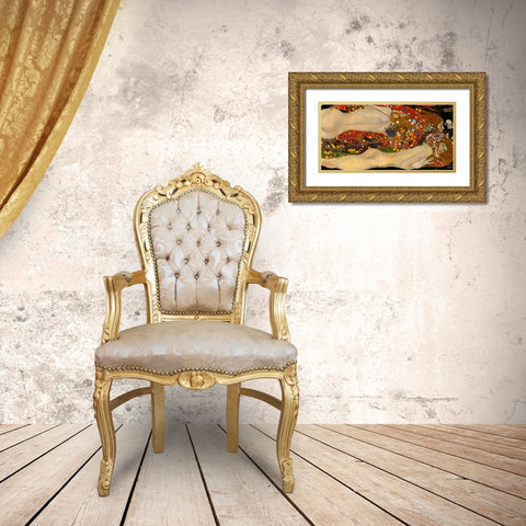 Sea Serpents V Gold Ornate Wood Framed Art Print with Double Matting by Klimt, Gustav