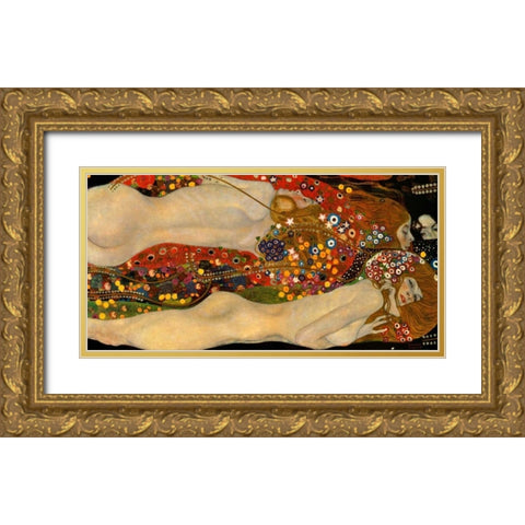 Sea Serpents V Gold Ornate Wood Framed Art Print with Double Matting by Klimt, Gustav