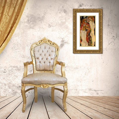 Sea Serpents VI Gold Ornate Wood Framed Art Print with Double Matting by Klimt, Gustav