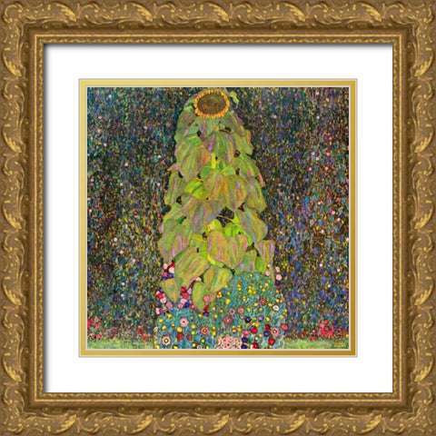 Sunflower Gold Ornate Wood Framed Art Print with Double Matting by Klimt, Gustav