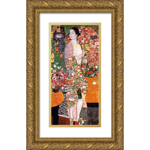 The Dancer 1918 Gold Ornate Wood Framed Art Print with Double Matting by Klimt, Gustav