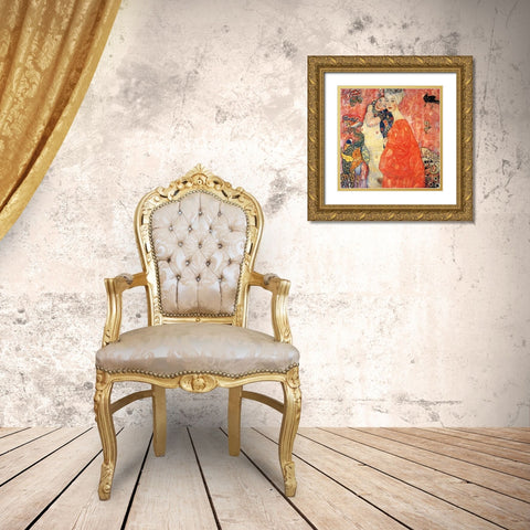 The Girlfriends 1917 Gold Ornate Wood Framed Art Print with Double Matting by Klimt, Gustav
