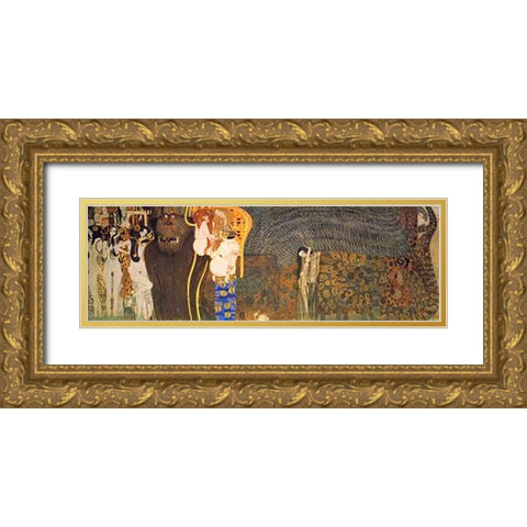 The Hostile Powers (From The Beethoven Frieze) 1902 Gold Ornate Wood Framed Art Print with Double Matting by Klimt, Gustav