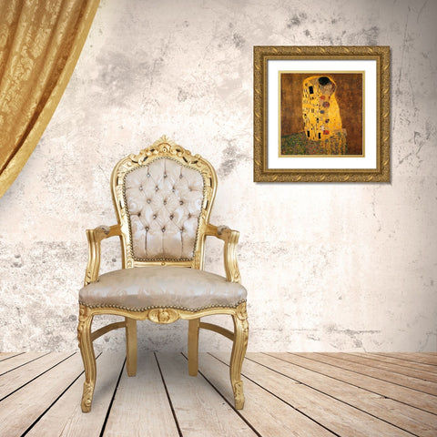 The Kiss Gold Ornate Wood Framed Art Print with Double Matting by Klimt, Gustav