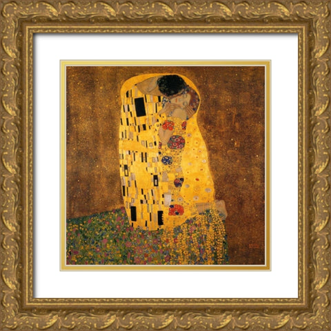 The Kiss Gold Ornate Wood Framed Art Print with Double Matting by Klimt, Gustav