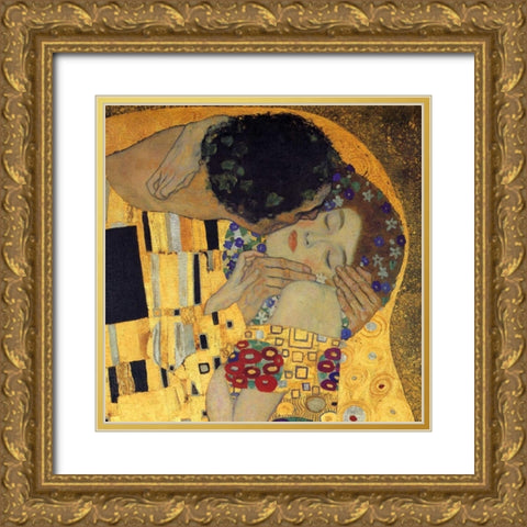 The Kiss - detail 3 Gold Ornate Wood Framed Art Print with Double Matting by Klimt, Gustav