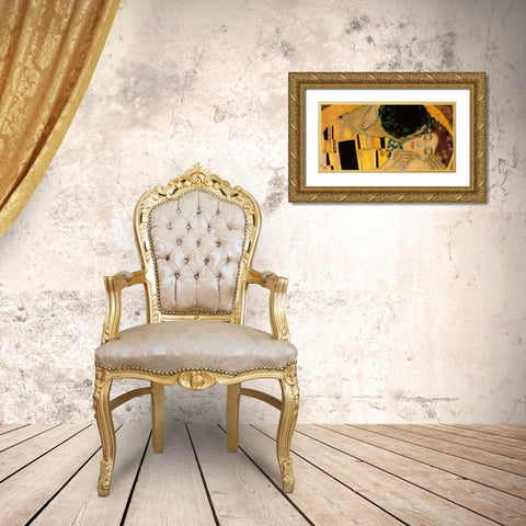 The Kiss - detail 4 Gold Ornate Wood Framed Art Print with Double Matting by Klimt, Gustav
