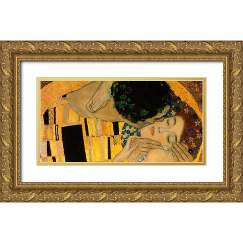 The Kiss - detail 4 Gold Ornate Wood Framed Art Print with Double Matting by Klimt, Gustav