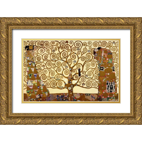 The Stoclet Frieze Gold Ornate Wood Framed Art Print with Double Matting by Klimt, Gustav