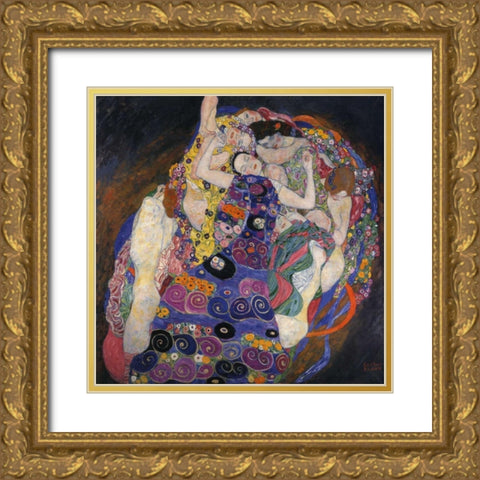 The Virgins Gold Ornate Wood Framed Art Print with Double Matting by Klimt, Gustav