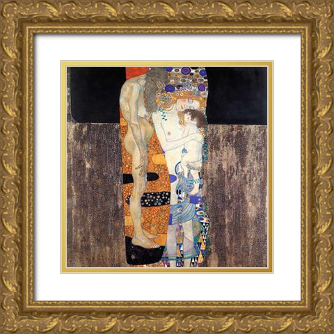 Three Ages Of Woman 1905 Gold Ornate Wood Framed Art Print with Double Matting by Klimt, Gustav
