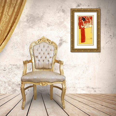 Vignette Of Music 1901 Gold Ornate Wood Framed Art Print with Double Matting by Klimt, Gustav
