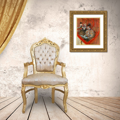 A Box At The Theater Gold Ornate Wood Framed Art Print with Double Matting by Toulouse-Lautrec, Henri