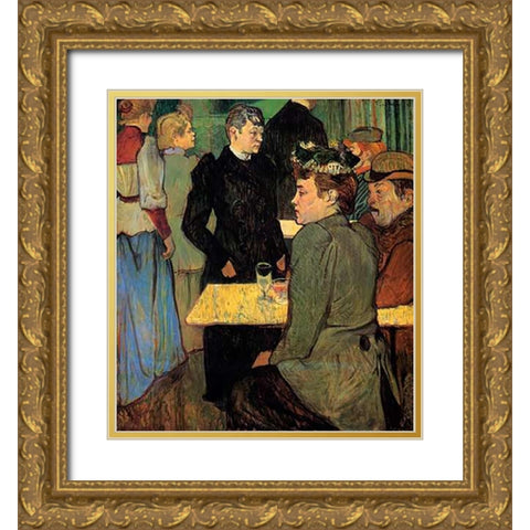 A Corner In A Dance Hall Gold Ornate Wood Framed Art Print with Double Matting by Toulouse-Lautrec, Henri