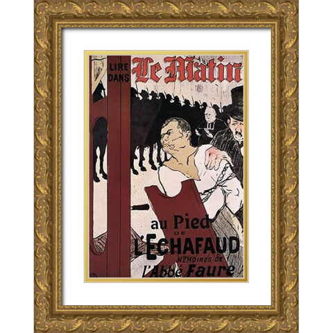 At The Foot Of The Scaffold Gold Ornate Wood Framed Art Print with Double Matting by Toulouse-Lautrec, Henri