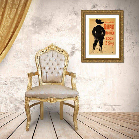 Bruant At The Mirliton Gold Ornate Wood Framed Art Print with Double Matting by Toulouse-Lautrec, Henri