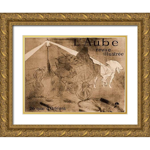 Dawn Gold Ornate Wood Framed Art Print with Double Matting by Toulouse-Lautrec, Henri