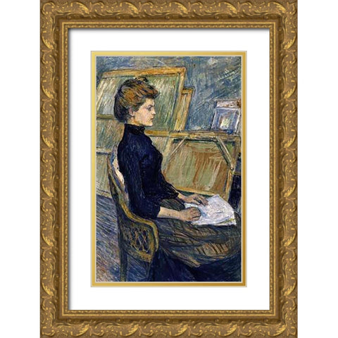 Helene Vary Gold Ornate Wood Framed Art Print with Double Matting by Toulouse-Lautrec, Henri