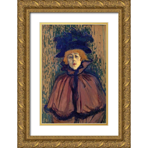 Jane Avril 1 Gold Ornate Wood Framed Art Print with Double Matting by Toulouse-Lautrec, Henri