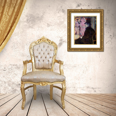 Maxime Dethomas At The Opera Ball Gold Ornate Wood Framed Art Print with Double Matting by Toulouse-Lautrec, Henri