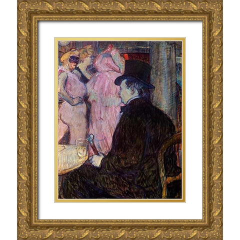 Maxime Dethomas At The Opera Ball Gold Ornate Wood Framed Art Print with Double Matting by Toulouse-Lautrec, Henri