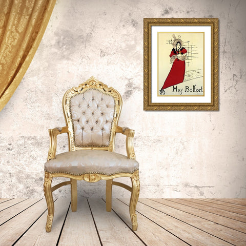 May Belfort Gold Ornate Wood Framed Art Print with Double Matting by Toulouse-Lautrec, Henri