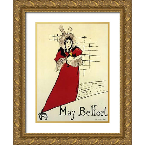May Belfort Gold Ornate Wood Framed Art Print with Double Matting by Toulouse-Lautrec, Henri
