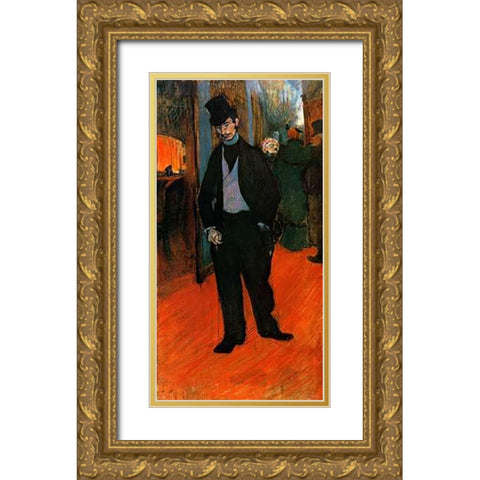 Portrait Of Gabriel Tapie De Celeyran Gold Ornate Wood Framed Art Print with Double Matting by Toulouse-Lautrec, Henri