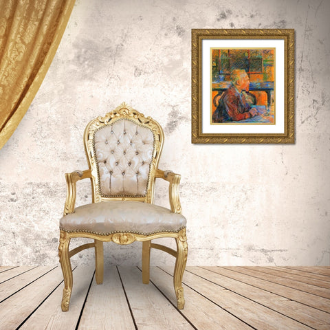 Portrait Of Vincent Van Gogh Gold Ornate Wood Framed Art Print with Double Matting by Toulouse-Lautrec, Henri