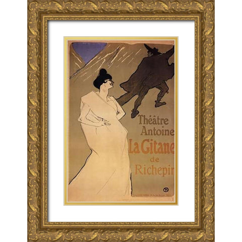 The Gypsy Gold Ornate Wood Framed Art Print with Double Matting by Toulouse-Lautrec, Henri