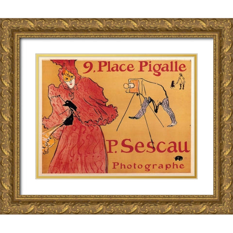 The Photographer Paul Sescau Gold Ornate Wood Framed Art Print with Double Matting by Toulouse-Lautrec, Henri