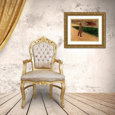 Tristan Bernard At The Buffalo Stadium Gold Ornate Wood Framed Art Print with Double Matting by Toulouse-Lautrec, Henri