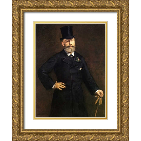 Portrait of M. Antonin Proust, 1880 Gold Ornate Wood Framed Art Print with Double Matting by Manet, Edouard