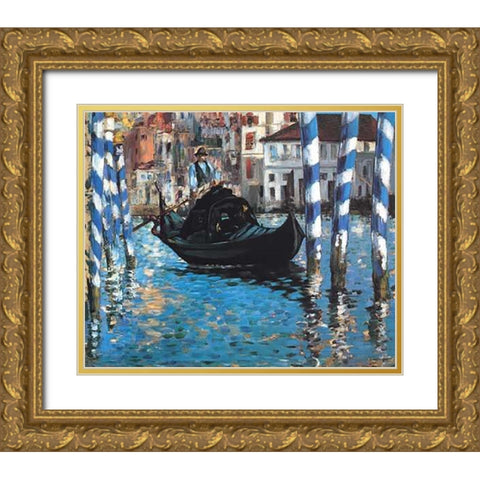 Grand Canal Blue Venice Gold Ornate Wood Framed Art Print with Double Matting by Manet, Edouard