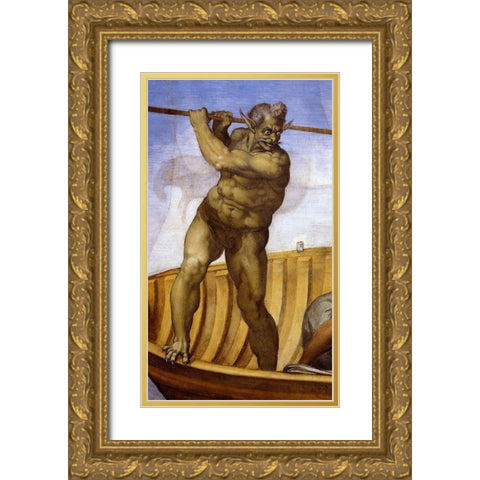 Charon-3 Gold Ornate Wood Framed Art Print with Double Matting by Michelangelo