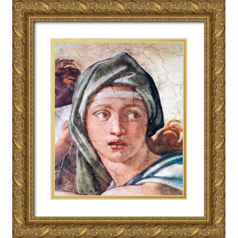 Delphic Sibyl Gold Ornate Wood Framed Art Print with Double Matting by Michelangelo