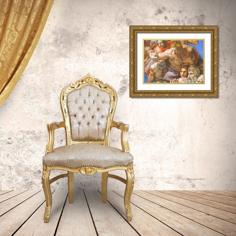 Detail From The Last Judgement - Christ Gold Ornate Wood Framed Art Print with Double Matting by Michelangelo