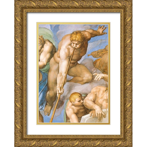 Detail From The Last Judgement (Resurrection Of The Dead) Gold Ornate Wood Framed Art Print with Double Matting by Michelangelo