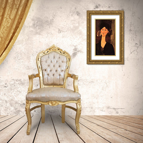 Beatrice Hastings 0 Gold Ornate Wood Framed Art Print with Double Matting by Modigliani, Amedeo