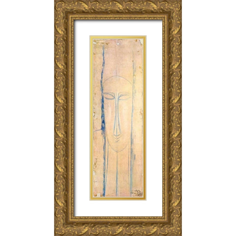 Caryatid Gold Ornate Wood Framed Art Print with Double Matting by Modigliani, Amedeo