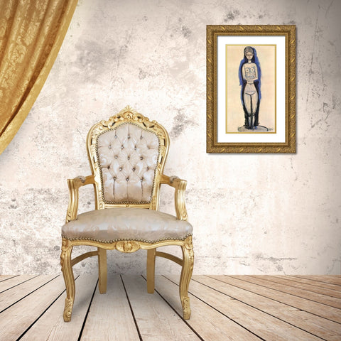Caryatid 3 Gold Ornate Wood Framed Art Print with Double Matting by Modigliani, Amedeo
