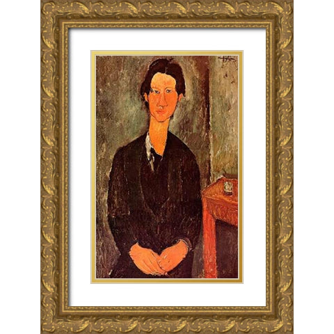 Chaim Soutine 0 Gold Ornate Wood Framed Art Print with Double Matting by Modigliani, Amedeo